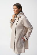 Memory Hood Trapeze Coat - Moonstone/black
