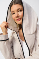Memory Hood Trapeze Coat - Moonstone/black