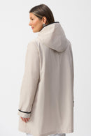 Memory Hood Trapeze Coat - Moonstone/black