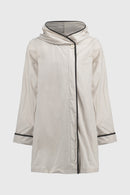 Memory Hood Trapeze Coat - Moonstone/black