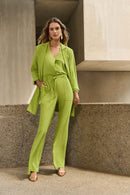 Textured Wide-Leg Trouser - Greenery
