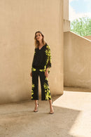 Floral Culotte Trouser - Black/multi