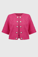 Boucle Cropped Jacket - Pink