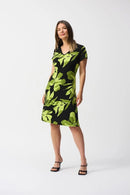 Tropical A-Line Dress - Black/multi