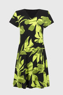 Tropical A-Line Dress - Black/multi