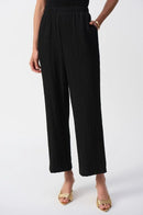 Wide Leg Pull-On Trousers - Black