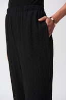 Wide Leg Pull-On Trousers - Black