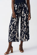 Abstract Wide Leg Trouser - Midnight Blue/beige