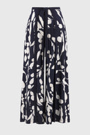 Abstract Wide Leg Trouser - Midnight Blue/beige