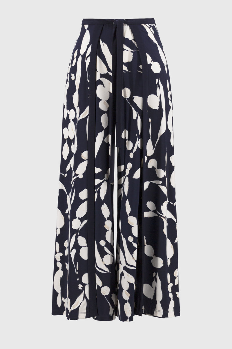 Abstract Wide Leg Trouser - Midnight Blue/beige