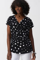 Dot Print ShortSleeve Top - Black/vanilla