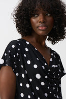 Dot Print ShortSleeve Top - Black/vanilla