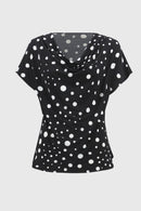 Dot Print ShortSleeve Top - Black/vanilla