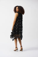 3D Dot Trapeze Dress - Black