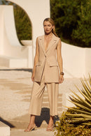 Lux Twill Sleeveless Vest - Parchment