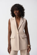 Lux Twill Sleeveless Vest - Parchment
