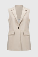 Lux Twill Sleeveless Vest - Parchment