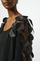 3D Dot Sleeves Top - Black