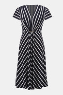 Stripe Fit & Flare Dress - Midnight Blue/vanilla