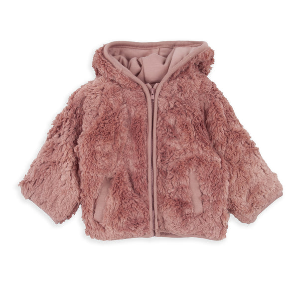 Fur Hooded Jacket - Pale Pink