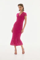 Stretch-Lace Trumpet Dress - Geranium