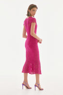 Stretch-Lace Trumpet Dress - Geranium