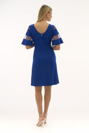 Crepe & Mesh A-Line Dress - Royal Sapphire