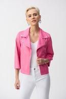 Foiled Faux Suede Jacket - Bubblegum