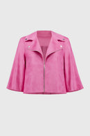 Foiled Faux Suede Jacket - Bubblegum
