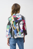 Faux Suede FacePrt Jacket - Vanilla Multi