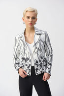 Faux Suede Floral Jacket - Vanilla/black