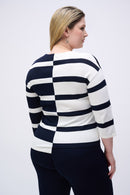 Stripe V-Neck Jumper - Midnight Blue/vanilla