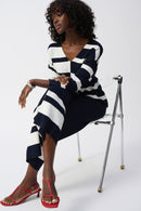 Stripe V-Neck Jumper - Midnight Blue/vanilla