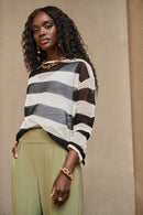 Striped jumper - Vanilla/black