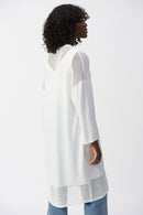Metallic Poncho Top - Vanilla