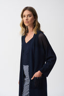 Metallic Poncho Top - Midnight Blue