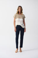 Color Block Metallic Jumper - Vanilla/gold