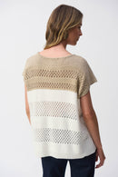 Color Block Metallic Jumper - Vanilla/gold