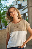 Color Block Metallic Jumper - Vanilla/gold