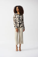 Mesh & Leatherette Jacket - Moonstone/black