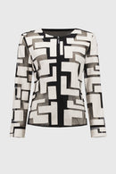 Mesh & Leatherette Jacket - Moonstone/black