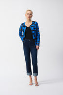 Mesh & Leatherette Jacket - Coastal Blue/black