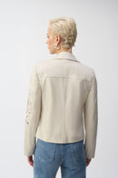 Faux-Suede Moto Jacket - Moonstone