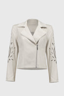 Faux-Suede Moto Jacket - Moonstone