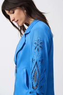 Faux-Suede Moto Jacket - Coastal Blue