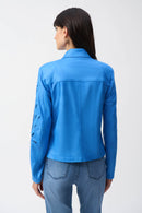 Faux-Suede Moto Jacket - Coastal Blue