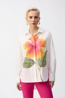 Embroidered Flower Shirt - Vanilla Multi