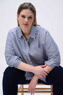 Stripe Cotton Shirt - Midnight Blue/white