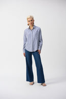 Stripe Cotton Shirt - Midnight Blue/white