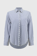 Stripe Cotton Shirt - Midnight Blue/white